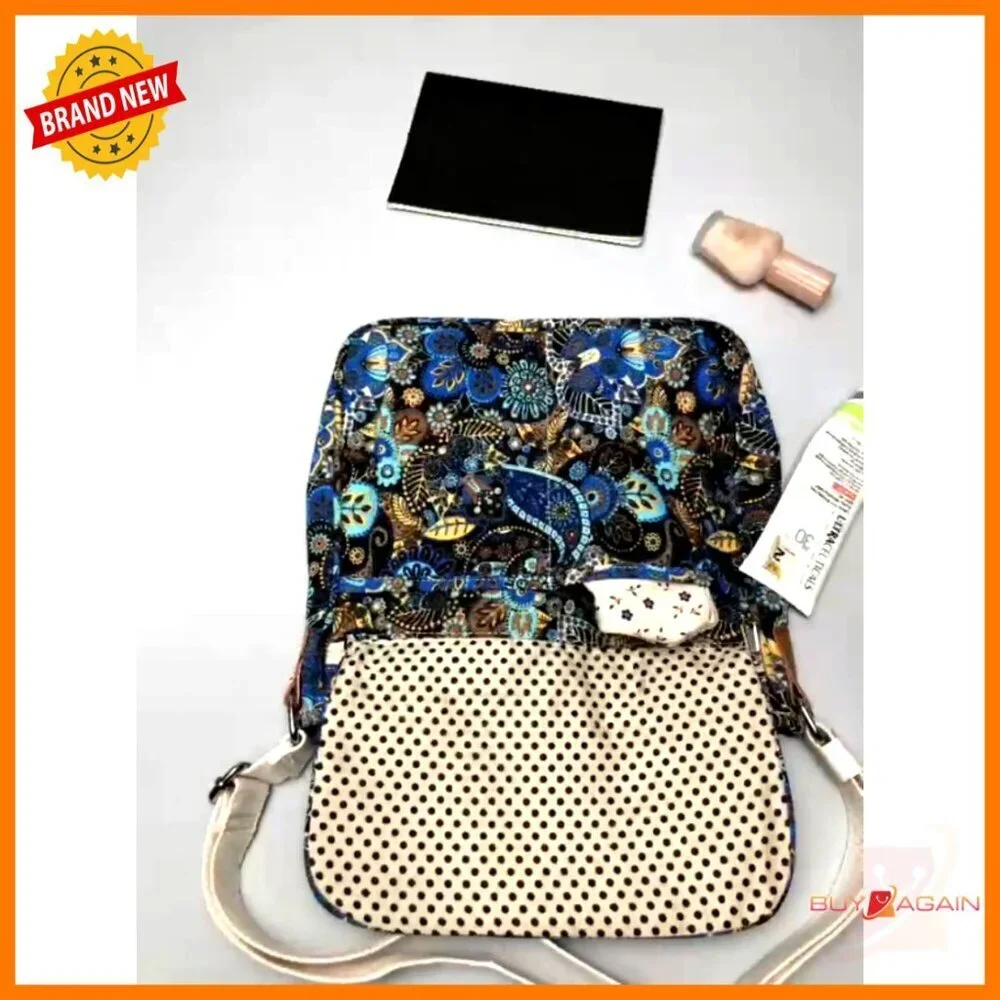 Canvas Crossbody Bag Floral Satchel Messenger Purse Multi Pocket Travel